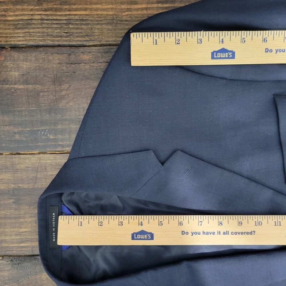 Alfani‎ Men's Sport Coat Blazer Two Button Navy Blue Wool Polyester Size 46L